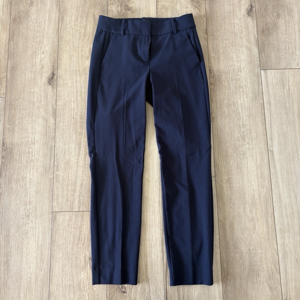 J.Crew Factory Slim Ruby Crop Pants Women Size 0 Navy Blue Stretch‎ Career